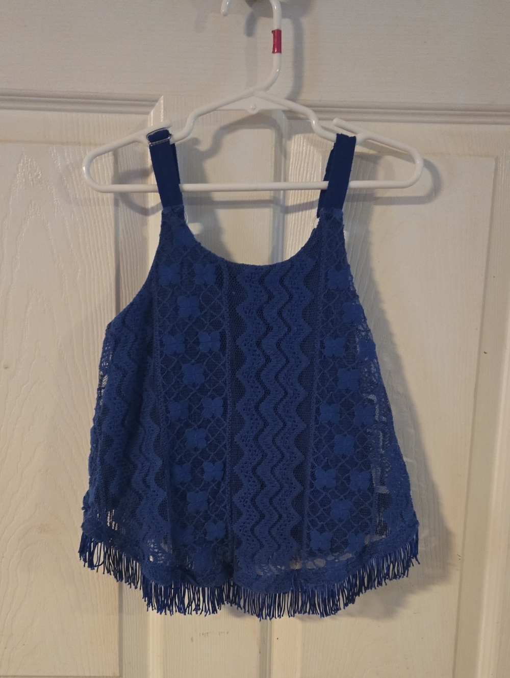 D-Signed Blue Lace Fringe Top